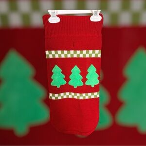 Festive Red Dog Sweater with Green Trees NWOT